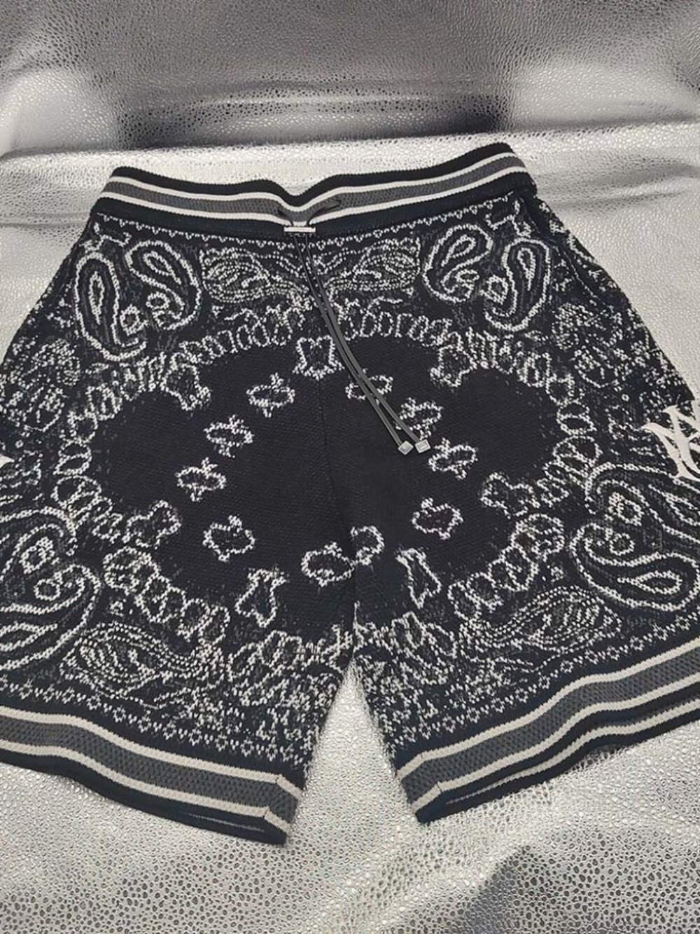 Amiri Embroidered Logo Knitted Drawstring Shorts Black